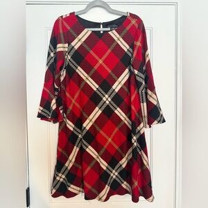 Jessica Howard red plaid dress size Large